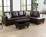 3-Piece Faux Leather Sectional Sofas, Button Tufted Upholstered Couch Se... - $1,363.99