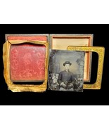 Civil War Calvaryman Soldier US Flag Tents Tintype Photograph 6th Plate ... - $796.20 CAD
