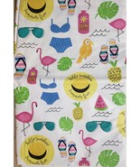 Flannel Back Vinyl Tablecloth 52&quot;x90&quot;,SUMMER FRUITS,BEACH,POOL ITEMS &amp;AN... - £13.44 GBP