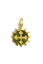 Pave diamond pendant cross charm pendant 925 sterling silver gold plated pendant - £178.76 GBP