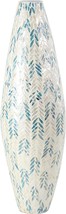 Mother Of Pearl Cylinder Vase, Deco 79, White, 10&quot; X 10&quot; X 33&quot;. - £71.08 GBP