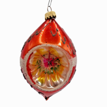 Vintage German Ornament Christmas Glass Indent West Germany Mercury Red Teardrop - £38.32 GBP