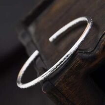 S9999 Silver Filled Vermeil Bohemian Carving Lucky Bangle Cuff, SL287 - $124.00