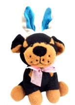Dan Dee Black & Tan Puppy Dog Plush Stuffed Animal Rabbit Ears 7" Seated Easter - £9.83 GBP