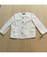 Kasper cotton stretch white denim gold button Jacket Size 14 Catalina  B... - $85.64 CAD