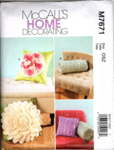 McCall's Home Decorating M7671  Accent Pillows Uncut Sewing Patterns - $13.96