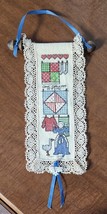 Completed Cross Stitch ONE DAY AT A TIME Wall Hanging Lace Edge Wood Dowel - £4.73 GBP