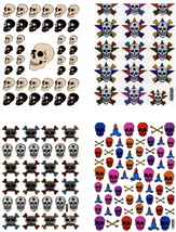 Promotion SET 4 Sheet Skull Dead Glitter Craft Fun Sticker Size 13x10 cm... - $8.99