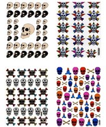 Promotion SET 4 Sheet Skull Dead Glitter Craft Fun Sticker Size 13x10 cm... - $8.99