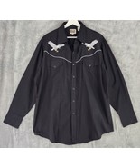 Ely Cattleman Shirt Mens Extra Large Black Embroidered Eagle Western Pea... - £54.50 GBP