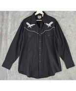 Ely Cattleman Shirt Mens Extra Large Black Embroidered Eagle Western Pea... - $69.29