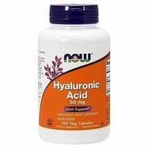 NEW NOW Hyaluronic Acid with MSM Vegan Joint Support Supplement 50 mg 120 Vcaps - £23.76 GBP