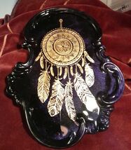 Dreamcatcher Feathers Black and Purple Trinket Dish Tray Chic Classy Cha... - $14.99