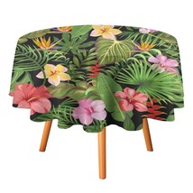 Mondxflaur Tropical Flowers Tablecloth Round Kitchen Dining for Table De... - $15.99+