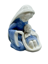 Vintage Lefton Mary &amp; Baby Jesus Nativity Figurine Japan Blue White Porc... - £7.30 GBP