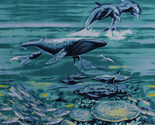 23.5&quot; x 44&quot; Panel Fish Dolphins Whales Ocean Animals Cotton Fabric Panel... - $7.80