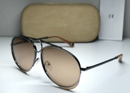 New Chloe Aviator CE144S 028 NICKEL/BROWN Mirror Lens Authentic Sunglasses 61-13 - £88.24 GBP
