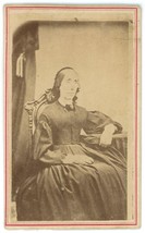 CIRCA 1880&#39;S CDV Older Woman With Long Face Dress GG Filkins Poughkeepsie NY - £7.47 GBP