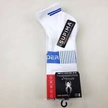 Spyder Mens 3 Pairs Performance Mid Weight Qaluarter Socks White Blue New  - $15.83