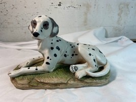 Home Interiors Bisque Ceramic Dalmatian Lying Down on Grass Figurine # 1403 - £11.37 GBP