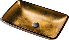 Kraus Gvr-210-Re Golden Pearl Rectangular Glass Vessel Bathroom Sink - £135.05 GBP