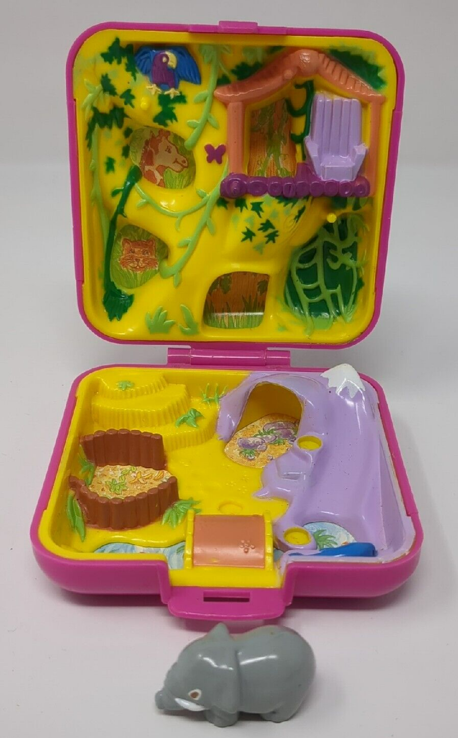 Vintage 1989 Polly Pocket Wild Zoo World With Elephant Bluebird Compact 1980s - $19.39