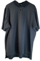 adidas Climalite Polo Shirt Mens XL Black White Striped Knit Logo Slit Pullover - £12.92 GBP