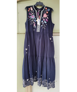 new Johnny Was Phoebe Embroidered Tiered Tank Dress with Slip in Granite... - £116.57 GBP