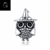 Owl Witch Bird Animal Charm Genuine Sterling Silver 925 For Bracelets Family Mum - $20.22