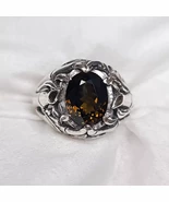 Tourmaline Mens Silver Ring Chinese Bamboo Handmade Carved Ring - $100.00