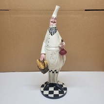 Vintage Italian/French Baker Chef Figurine - Kitchen Decor - Wine &amp; Brea... - £34.49 GBP