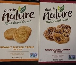 2 Pc Back to Nature Plant Based Chocolate Chunk/Peanut Butter Creme Cookies - £13.45 GBP
