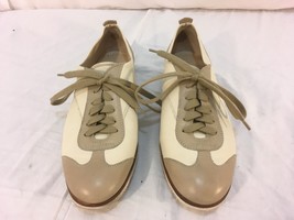 Arthur Beren Hand Made Italian Leather Upper Brown Beige Women&#39;s sz7M Lace Shoes - £40.11 GBP