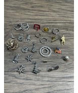 Fashion Jewelry Junk Drawer Lot of 20+ Pendants Rings Lapel HatPins Esta... - $10.85 CAD