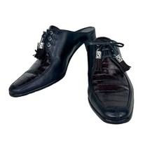 Excellent Brighton Shoes Ladies 8M Black / Chocolate Leather Tassel Croc - £26.46 GBP
