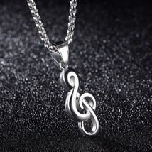 Men Women Silver Treble G Clef Music Note Pendant Necklace Box Chain 24&quot; Gift - £13.40 GBP