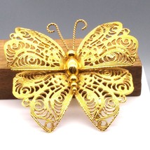 Vintage Monet Filigree Butterfly Brooch, Large Cannetille Statement Pin, Gold - £29.76 GBP
