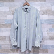 Lands End Striped Oxford Button Down Shirt White Blue Green Mens XXXL 3XL - £22.95 GBP