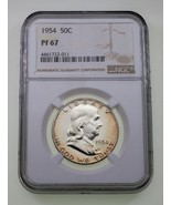1954 50C Franklin Half Dollar Graded By NGC As PF-67! Stunning Strike-
s... - €161,47 EUR