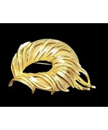 Vintage BSK Swirled Feathered Brushed Gold Tone Statement Brooch Pin Estate - $603.04 MXN
