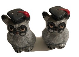Vintage Lefton Salt Pepper Shaker Set Graduate Owl Japan 7287 - $8.12