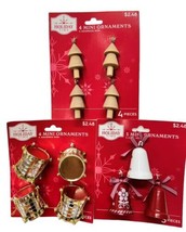 Holiday Time Mini Trees Drums Bells Christmas Ornaments New Lot of 3 - £8.41 GBP