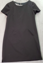 Maggy London Shift Dress Womens Size 6 Black Polyester Short Sleeve Back Zipper - £20.84 GBP