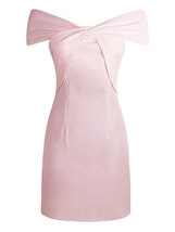 Meciiee Pure Color V-neck Lady Short-Sleeved Dress Women Pink Slim Dress - £19.28 GBP