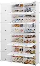 Aeitc Portable Shoe Rack, Diy Shoe Storage Shelf Organizer For 72 Pairs,, White. - £81.51 GBP