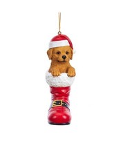 Santa Boot Golden Doodle Dog Breed Resin Christmas Ornament - £7.81 GBP