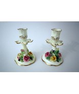 Gorgeous Crown Staffordshire Pr. Porcelain Candle Holders c1950&#39;s - £70.59 GBP