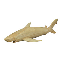16 Inch Hand Carved Shark Wooden Sculpture Decorative Figurine Beach Home Decor - £26.61 GBP