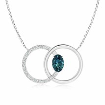ANGARA Teal Montana Sapphire Interlocking Circle Necklace with Diamonds in Gold - £892.65 GBP