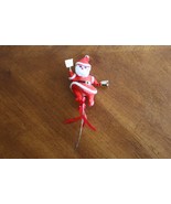 Vintage Flocked Santa Claus Christmas Ornament Stick Pick 1960s Noel Sig... - $16.75 CAD